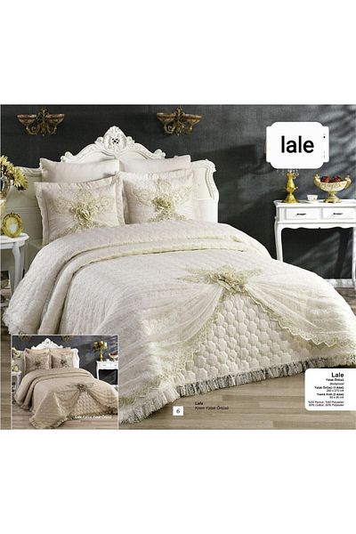 ZADA HOME Bedspread - Dowry & Lace Quilted Double { Set of 3 Pieces }