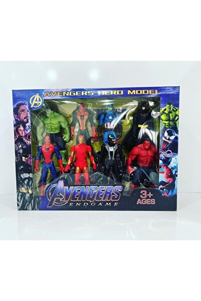 MuditaToys Yenilmezler 8 Li Set 19 Cm Avengers Hulk,venom,örümcek Adam ,,kırm...