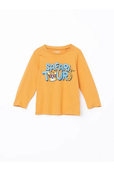 LC Waikiki Lcw Kids Orange Crew Neck Printed Boys' Pajamas Suit