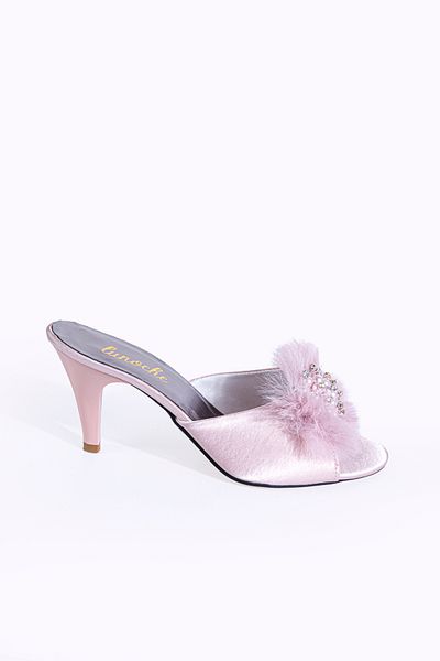 Lunoche Nightwear Powder Feather Stone Women's Dowry Slippers Stylish Daily House Slippers Ornate Dowry Birth Guest Bride Slippers