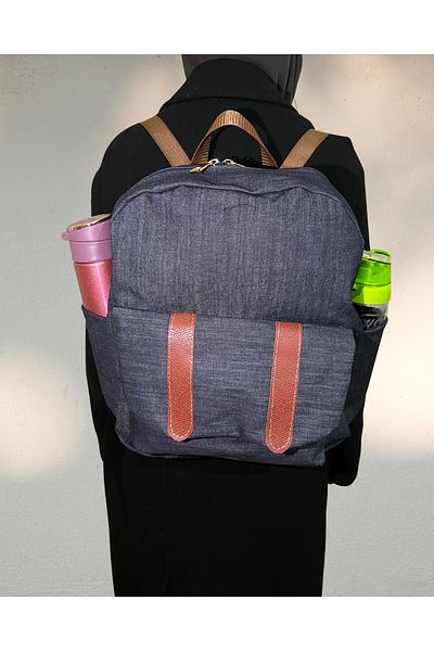 Sertil Rucsac multifuncțional cu două compartimente cu mâner reglabil din denim 30 X 38 X 13