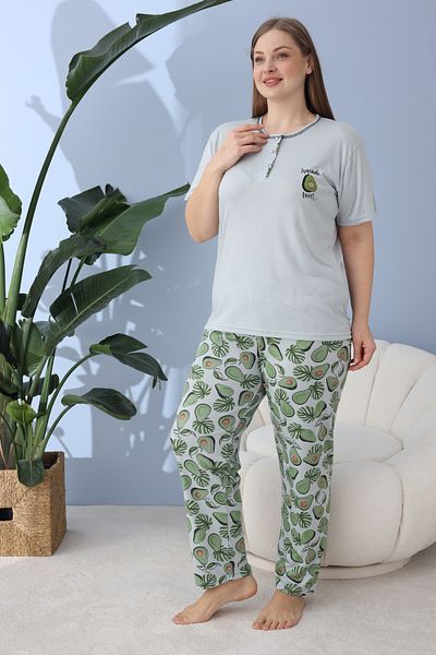 SEBOTEKS Women's 100% Cotton Short Sleeve Plus Size Women's Sleepwear Set 30200