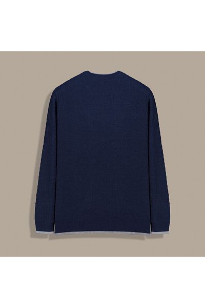 Sarar Interviu Sarar 0 Pulover din tricot albastru indigo cu model de guler
