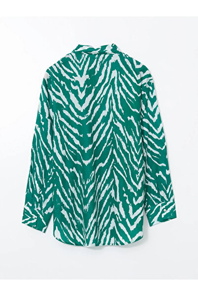 LC Waikiki Dámská košile s oversize vzorem LCW Vision Green