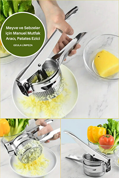 PAZAROLAY Patates Ezici -  Paslanmaz Çelik Bebek İçin Püre Tüm Sebze ve Meyvelere Uygun Patates Püresi Yapıcı
