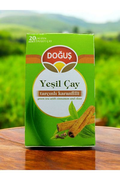 Doğuş Pack of 20 Green Cinnamon Clove Cups Filtering Sachet Herbal Tea - 35 Gr