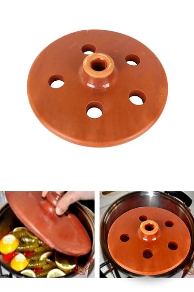 QNİAY Dolma Sarma Stone Cover -Pot Perforated Dolma Stone Leaf Wrap Stew Cooking Cover