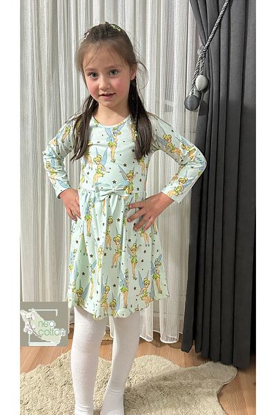 neocotton Rochie din bumbac pieptănat cu mânecă lungă pentru fetiță