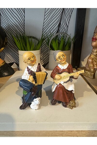 Atak Hediyelik Dekoratif 2’li müzisyen dede nine biblo polyester