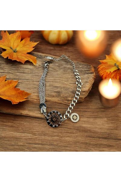 stainless steell Steel Bracelet with COMPASS Detail