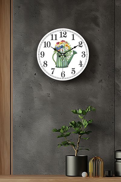 KaktüsKedi 25 cm Curved Glass Kitchen Wall Clock with Flowing Seconds - Green