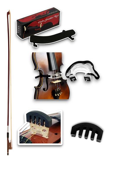 Furia 4/4 Full Size Violin Bow+Violin Pad+Bow Pulling Device+Silencer with Gift