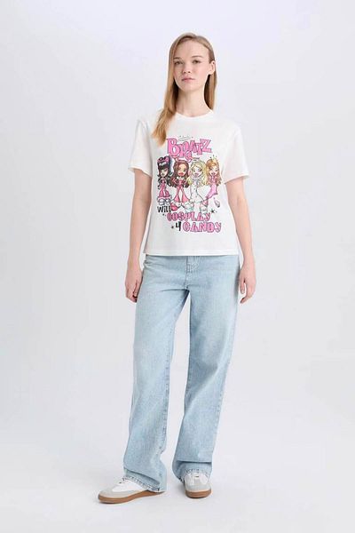 DeFacto Γυναικείο μπλουζάκι Coool Bratz Regular Fit Λευκό D9112ax/wt32