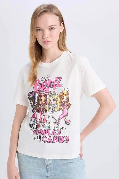 DeFacto Γυναικείο μπλουζάκι Coool Bratz Regular Fit Λευκό D9112ax/wt32