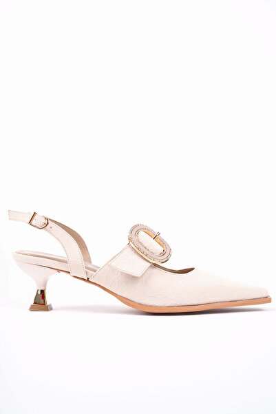 MUGGO Mari̇ana Buckle Detailed Women's Daily Classic Heeled Shoes