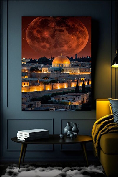 Tunax KUDÜS AY KANVAS TABLO EV DUVAR SALON OFİS DÜKKAN HEDİYELİK DEKARASYON SÜSÜ
