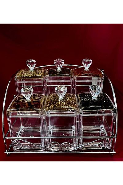 AR HOME 6 Piece Acrylic Spice Jar Set