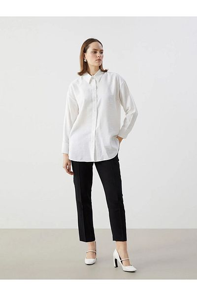 LC Waikiki Pantaloni de damă LCW Modest negri cu talie elastică