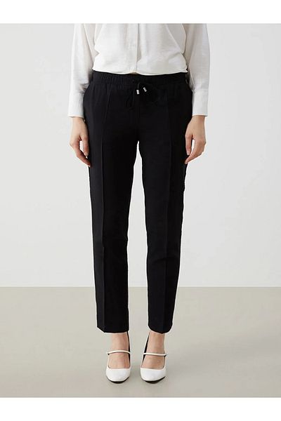LC Waikiki Pantaloni de damă LCW Modest negri cu talie elastică