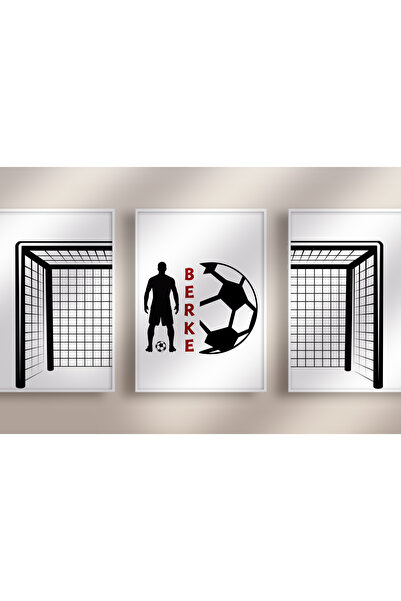 CKA Tasarım Futbol Kalesi Erkek Bebek ve Çocuk Odası 3'lü Tablo İsim Seti