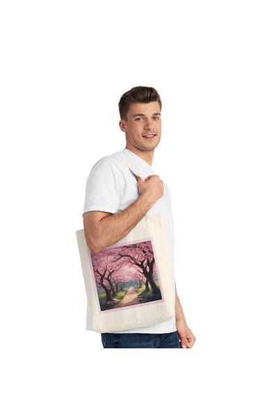 IVART Organic Gusseted Raw Cloth Bag με στάμπα Cherry Blossom-Cherry Blossom