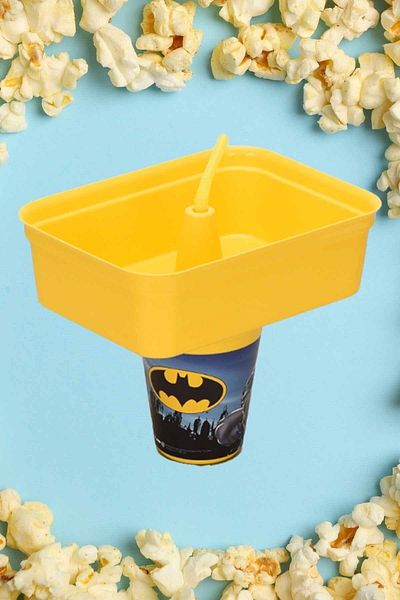 Batman Cornered Corn Bucket Glass with Straw