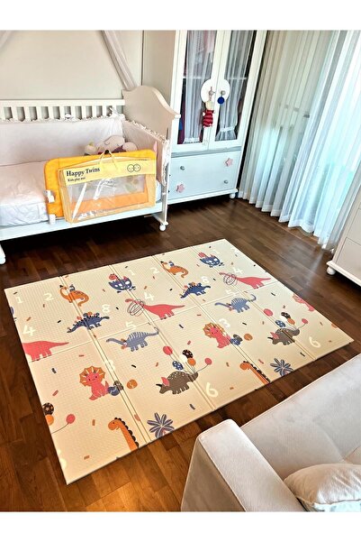 Happy Twins Dino Road Katlanabilir Çift Taraflı Oyun Matı 150x200x1cm