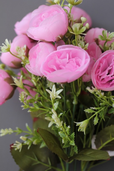 YAPAY ÇİÇEK DERYASI Pembe Şakayık Fındık Gülü 45 cm Ev Vazo Dekor Süsü