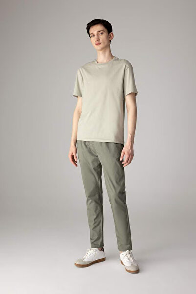 DeFacto Μπλουζάκι με κοντό μανίκι με λαιμόκοψη σε χακί χρώμα