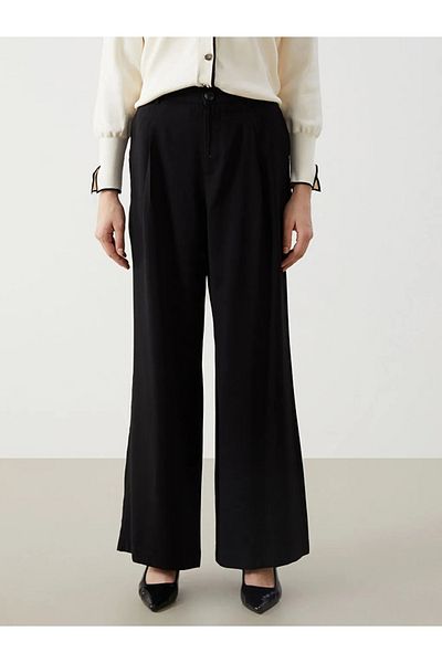 LC Waikiki Lcw Modest Black Loose Fit Wide Leg Women's Trousers