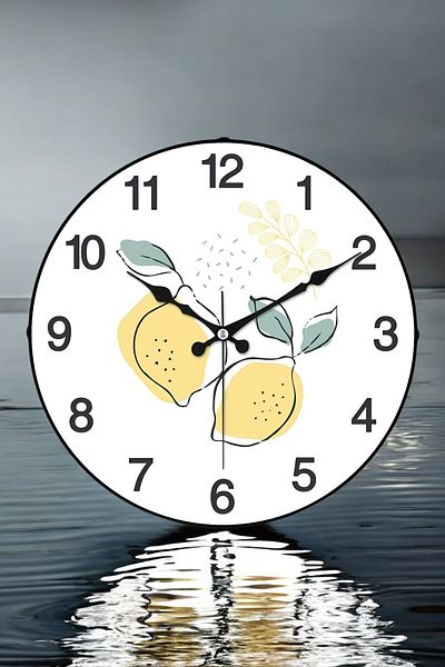 KaktüsKedi 25 cm Curved Glass Kitchen Wall Clock with Flowing Seconds - Lemon