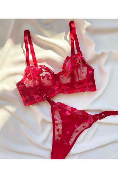 VentLingerie Red Love Bralet Set