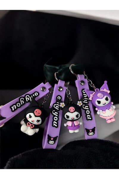 Globox 3-Piece Kuromi 3D Silicone Keychain and Bag Accessory