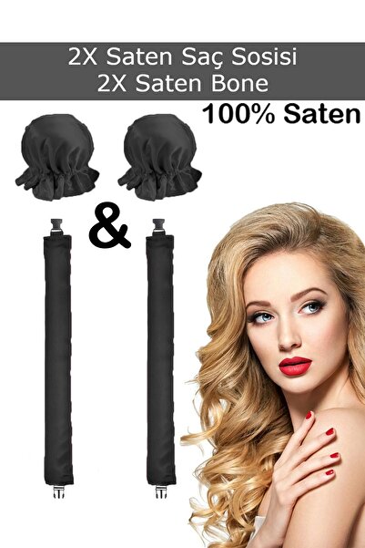 Deko Dekor Set de 2 cârnați de păr negru pudrat - Bandă de păr pentru ondulat...