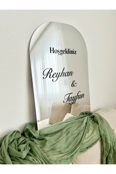 Atölye Matris Düğün & Nişan Gümüş Pleksi Aynalı Karşılama Panosu 70x50 Cm