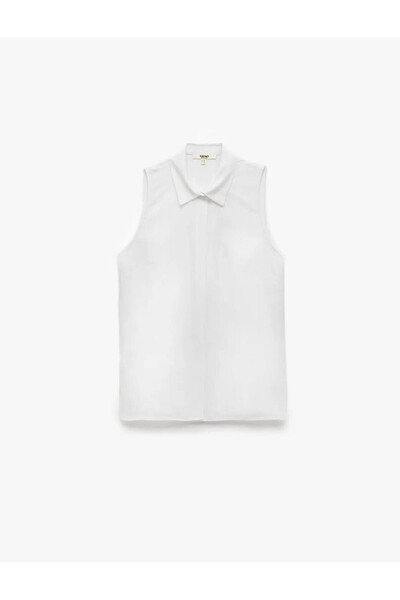 Koton Klassisches Damenhemd mit Revers aus Viskose-Leinen-Mischung in gebroch...