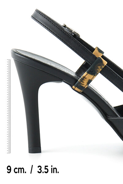 Erkan Saçmacı Sacha Black Leopard Open Back Stiletto