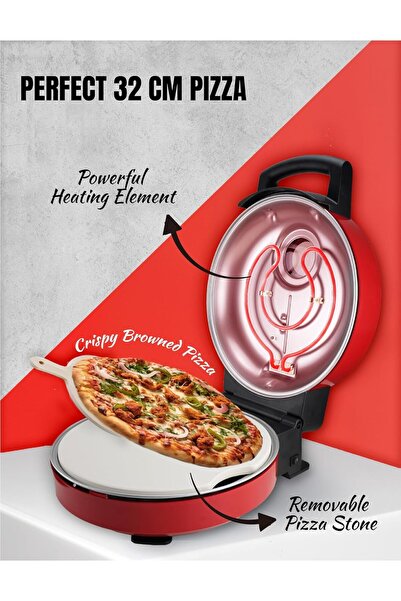 bestron Viva Italia Pizza Fırını, 320°C Elektrikli Fırın, Şamot Taşı Dahil