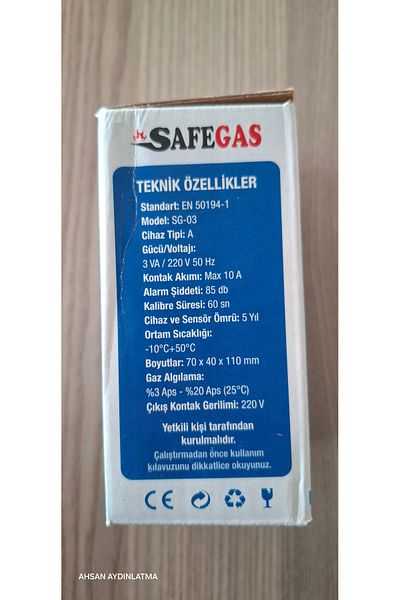 Safegaz Natural Gas and Lpg Gas Alarm Detector