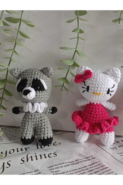 designbyoykum Amigurumi Organic Knitted Animal Toy Sleeping Companion (Raccoon, Hello Kitty, Teddy Bear)