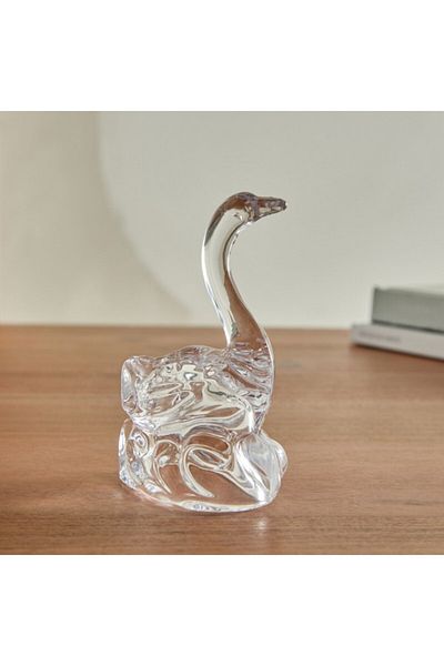 Home Box Vega Glass Swan Accent 7.5x4.8x11.6 cm