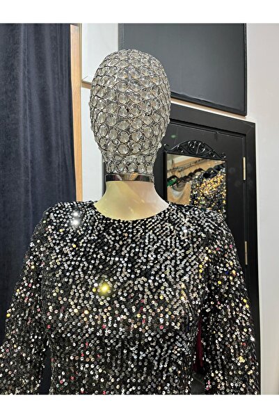 Butik pul payet kadife emini elbise