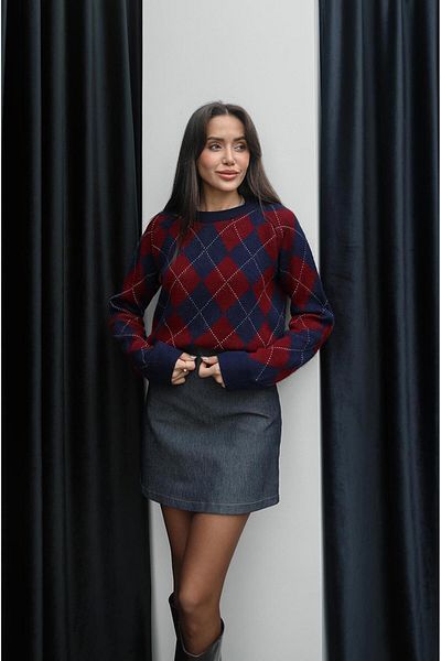 Havoş Dark Blue Haley Diamond Patterned Sweater