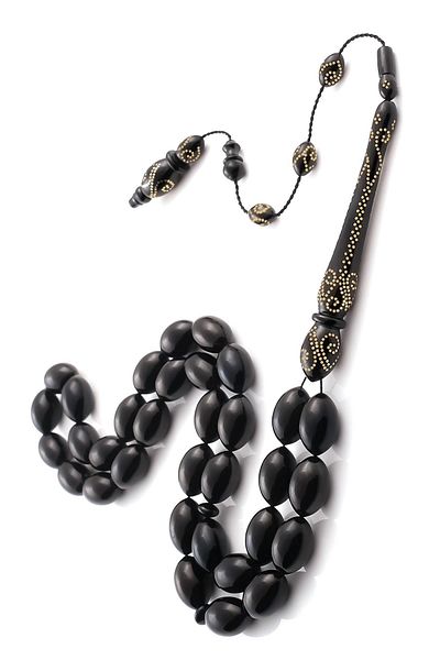 TESBİHCİBABA 14 Carat Gold Embroidered Erzurum Oltu Stone Rosary from Masters