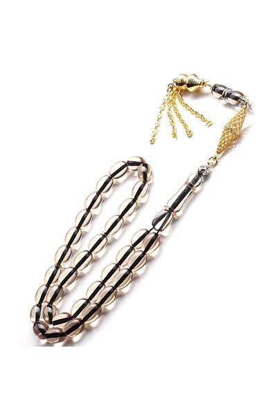 TESBİHCİBABA Transparent Structure Physio Tassel Clamping Amber Rosary