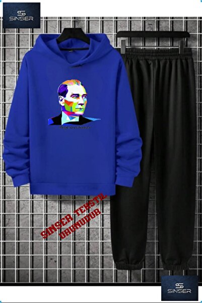 SS SİNSER Παιδικό σετ φόρμας με κουκούλα "ATATURK COLORFUL GEOMETRIC" με στάμπα