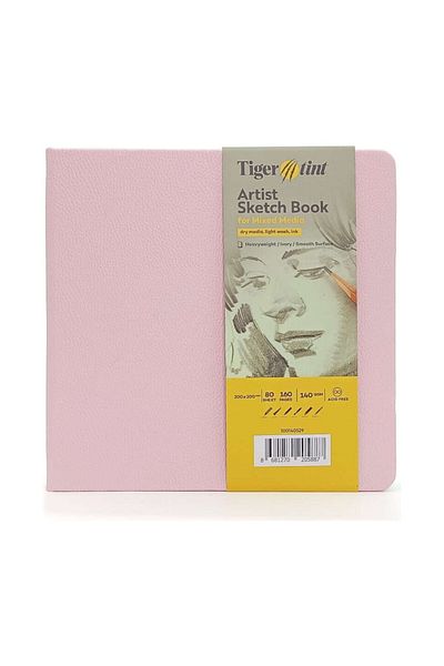 hobi market art Pink Pastel Hard Cover Sketch Drawing Notebook 140 Gr. 20X20 Cm. 80 Sheets