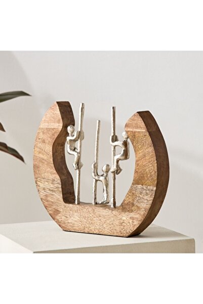 Home Box تمثال أودين من الألومنيوم على عمود بقاعدة خشبية 22×4×22 سم