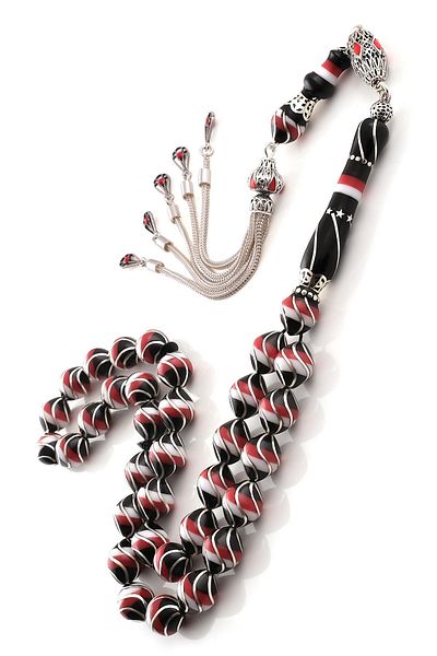 TESBİHCİBABA Enamel Embroidered Silver Design Was My Baby Rosary