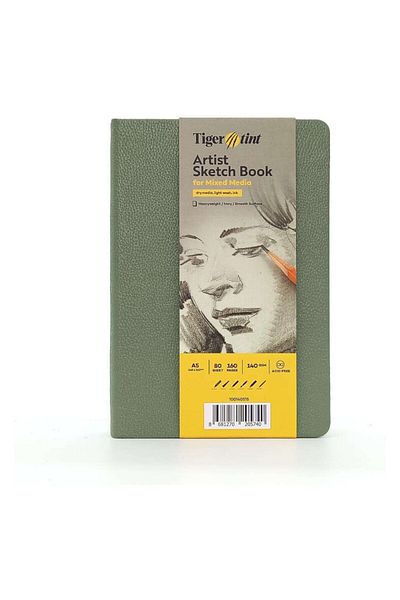 hobi market art Hard Cover Sketch Drawing Notebook 140 Gr. 13X21 Cm. 80 Sheets Pastel Mint Green